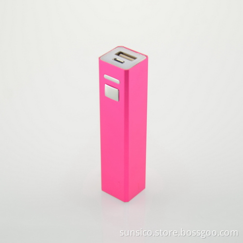 USB Power Bank - 2600mAh Rechargeable Li-ion Battery - Rectangular Aluminum Housing